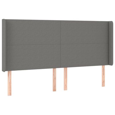 vidaXL Κρεβάτι Boxspring με Στρώμα & LED Σκ.Γκρι 180x200 εκ Υφασμάτινο