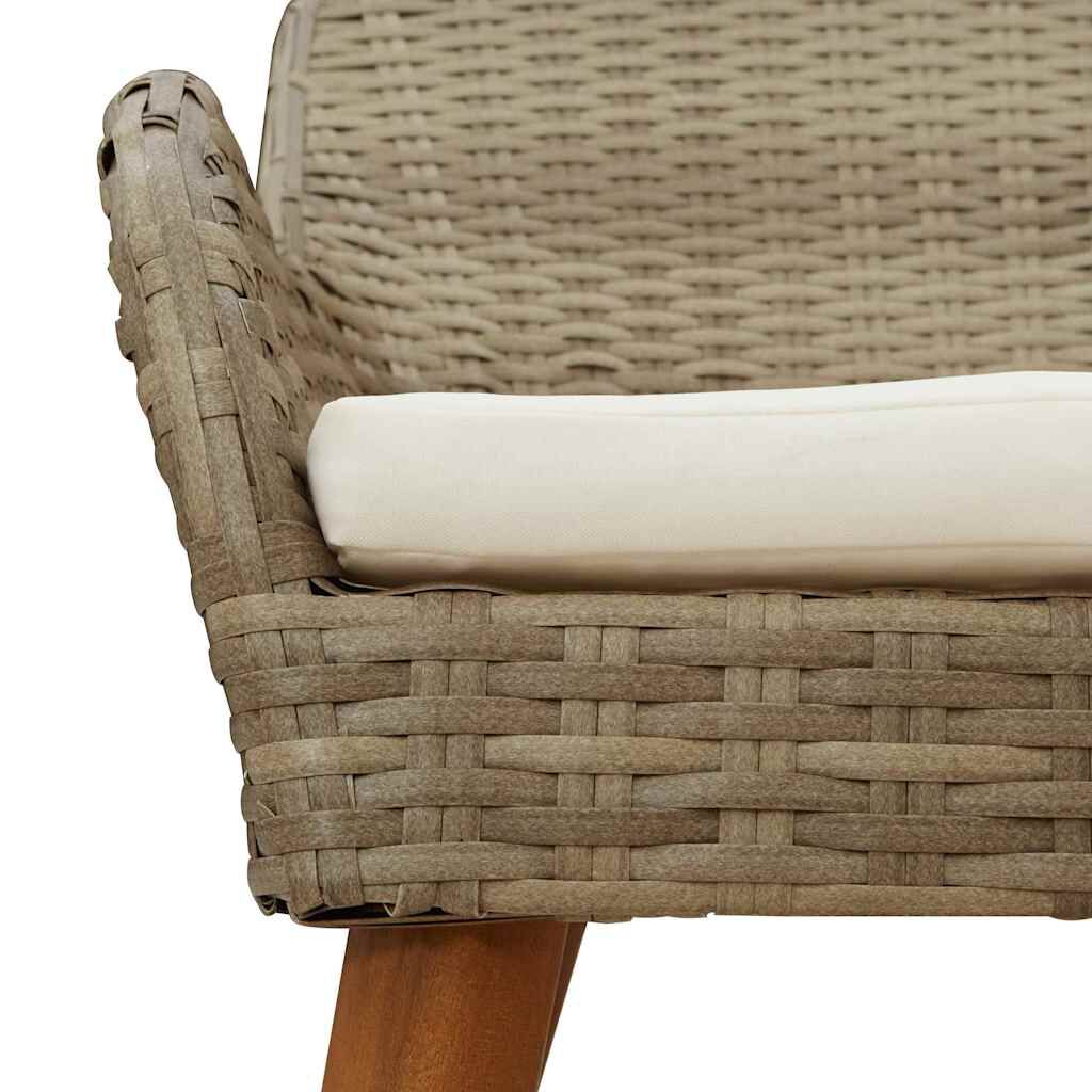 vidaXL Σέτ φαγητού για κήπο με μαξιλάρι 7 pcs Μπεζ συνθετικό ρατάν