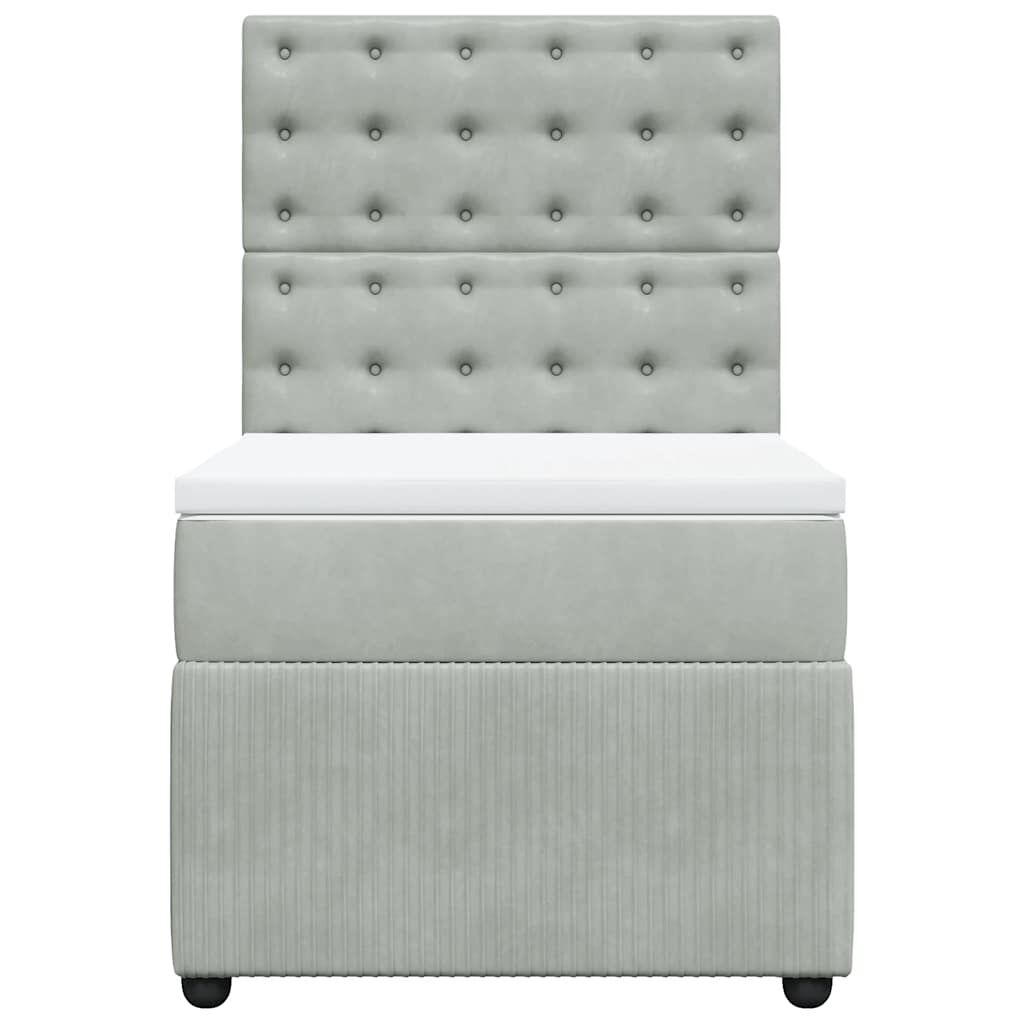 vidaXL Κρεβάτι Boxspring με Στρώμα Ανοιχτό Γκρι 100x200 εκ. Βελούδινο