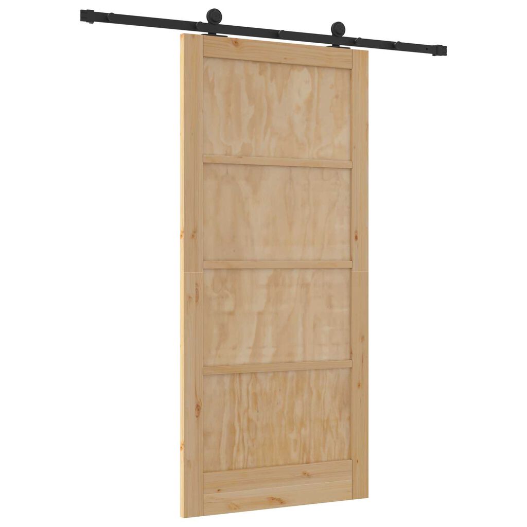 vidaXL Σετ Συρόμενης Πόρτας Φυσικό και μαύρο 93 x 202 cm
