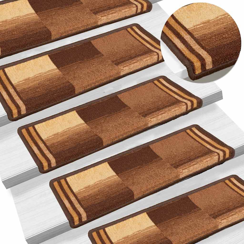 vidaXL Πατάκια Σκάλας Αυτοκόλλητα 5 τεμ. Καφέ 65x21x4 εκ.