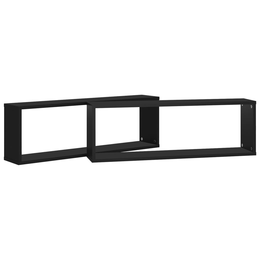 vidaXL Ράφια Κύβοι Τοίχου 2 τεμ. Μαύρα 80 x 15 x 26,5 εκ. Επεξ. Ξύλο