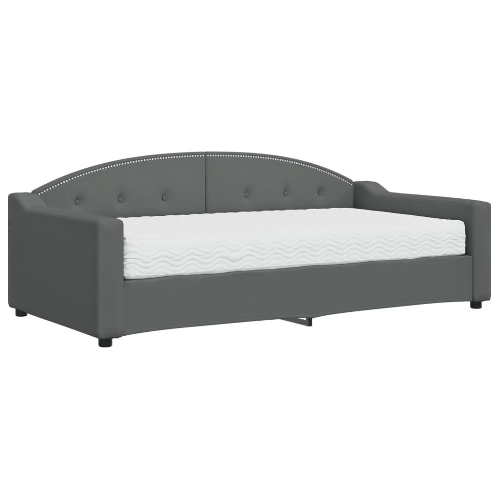 vidaXL Καναπές Κρεβάτι με Στρώμα Σκούρο Γκρι 90 x 190 εκ. Υφασμάτινο