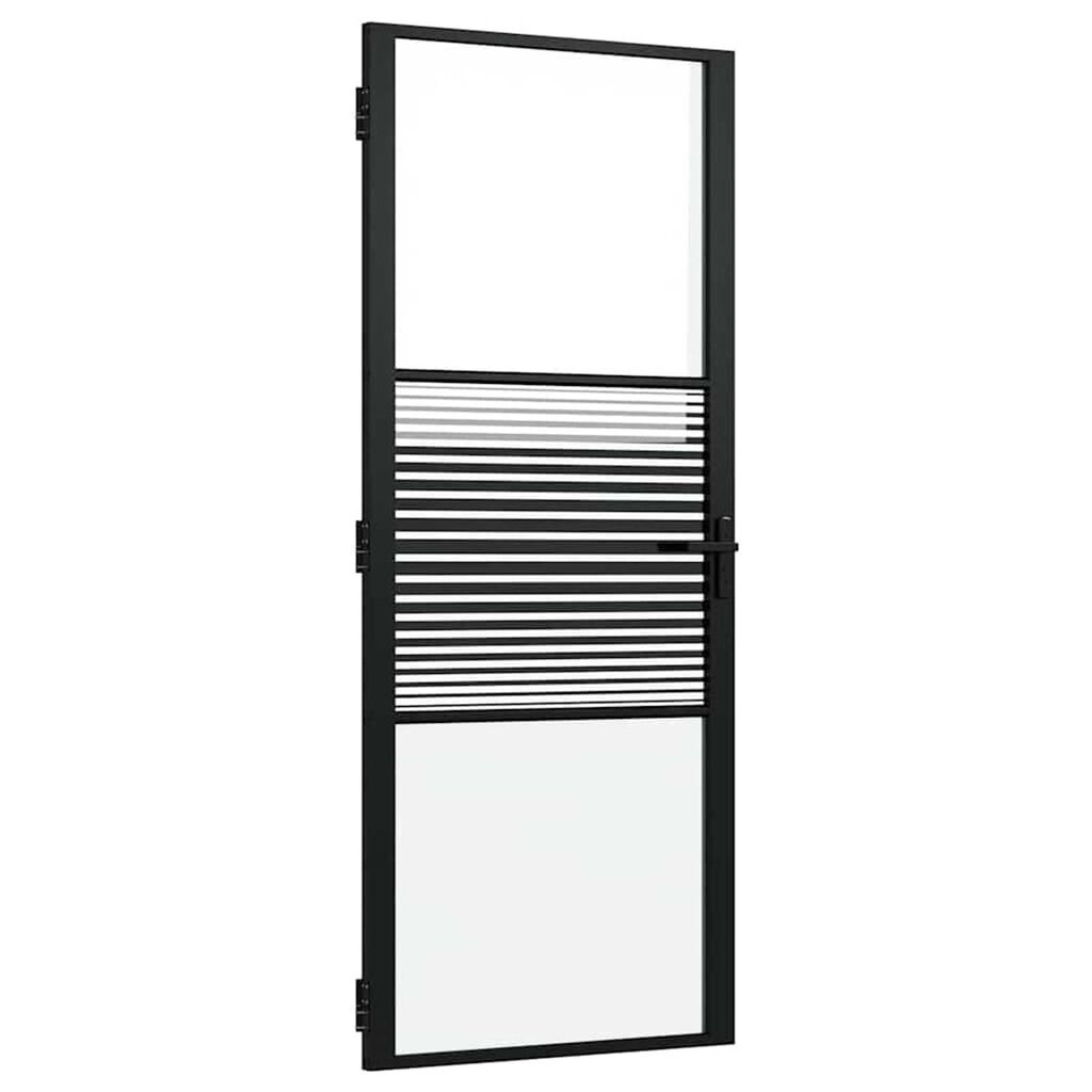 vidaXL Εσωτερική Πόρτα Μαύρο 83 x 201.5 cm Tempered γυαλί, Αλουμίνιο