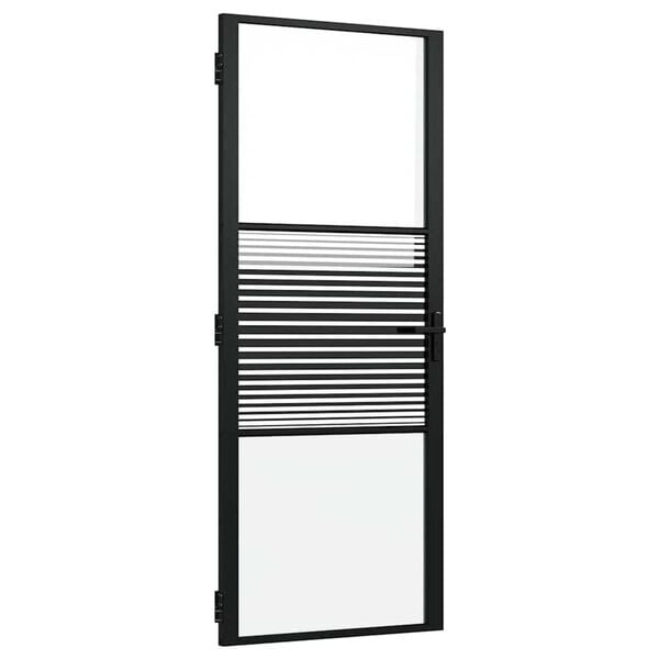 vidaXL Εσωτερική Πόρτα Μαύρο 83 x 201.5 cm Tempered γυαλί, Αλουμίνιο