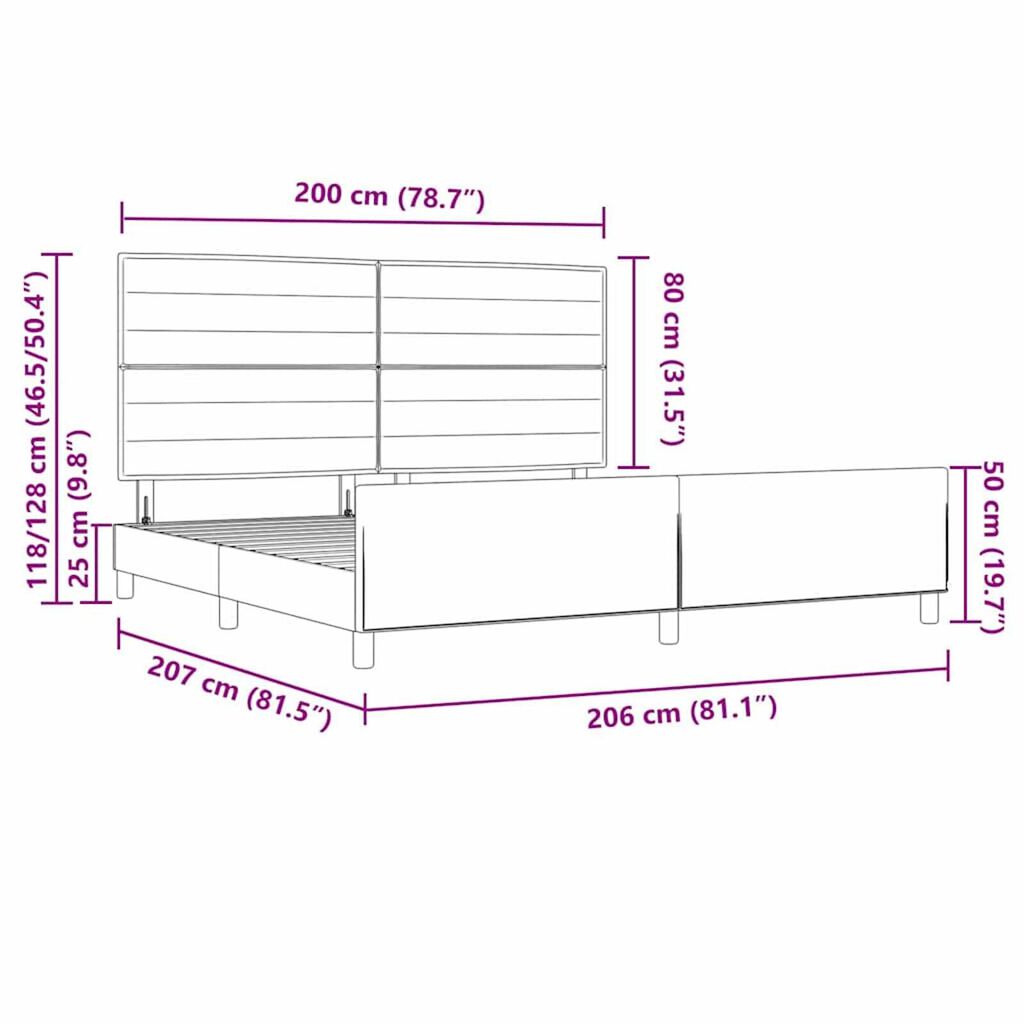 vidaXL Σκελετός Κρεβατιού με κεφαλάρι Μπλε 200 x 200 cm ύφασμα