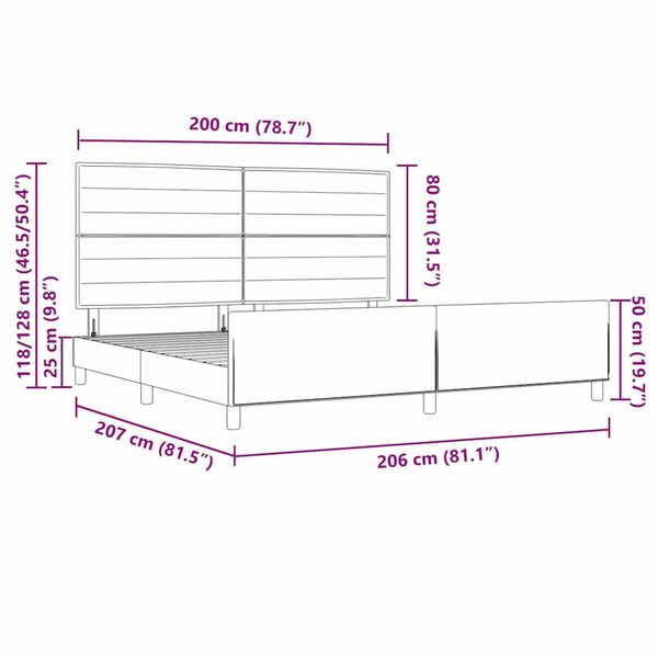 vidaXL Σκελετός Κρεβατιού με κεφαλάρι Μπλε 200 x 200 cm ύφασμα