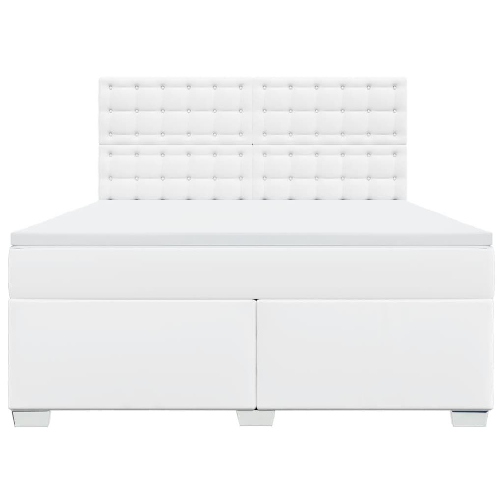 vidaXL Κρεβάτι Boxspring με Στρώμα Λευκό 180x200 εκ. Συνθετικό Δέρμα