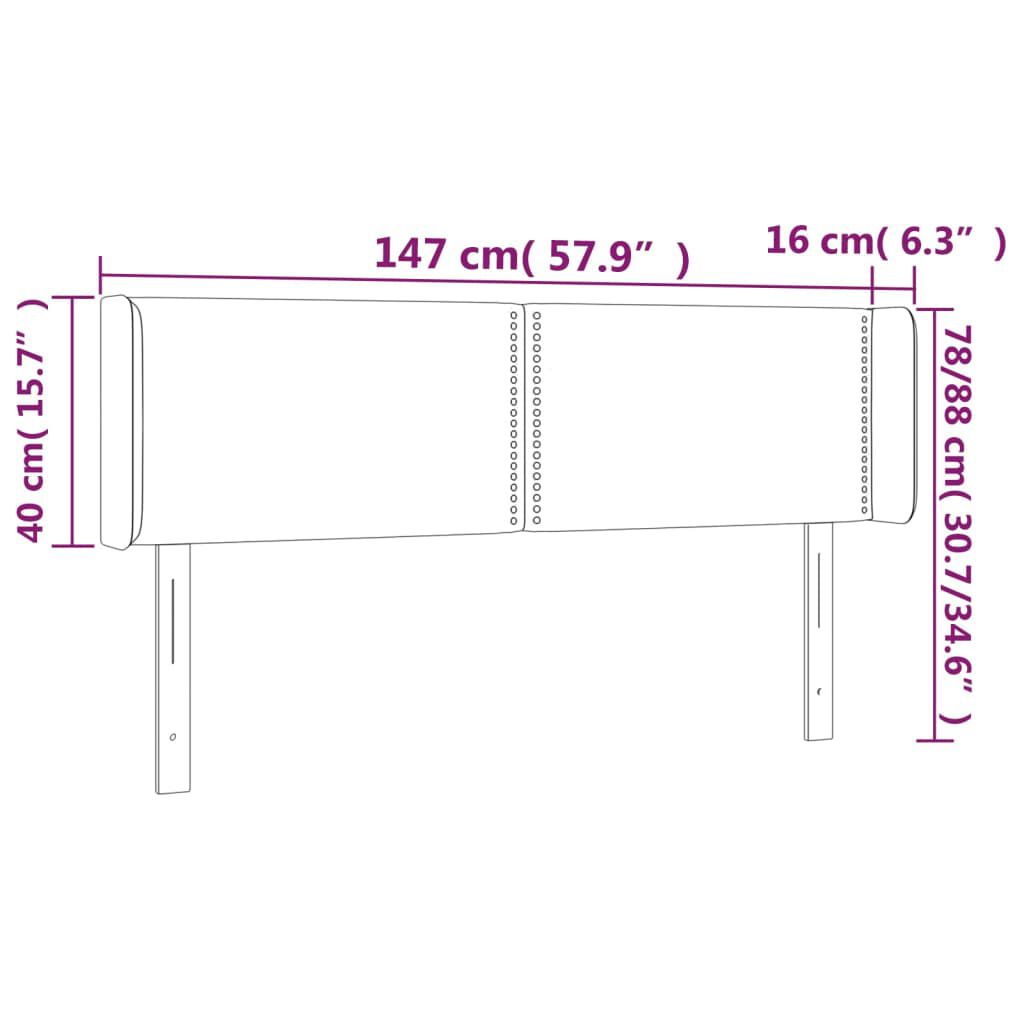 vidaXL Κεφαλάρι με Πτερύγια Σκούρο Γκρι 147x16x78/88 εκ. Βελούδινο
