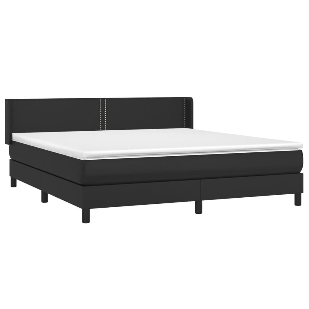 vidaXL Κρεβάτι Boxspring με Στρώμα Μαύρο 160x200εκ.από Συνθετικό Δέρμα