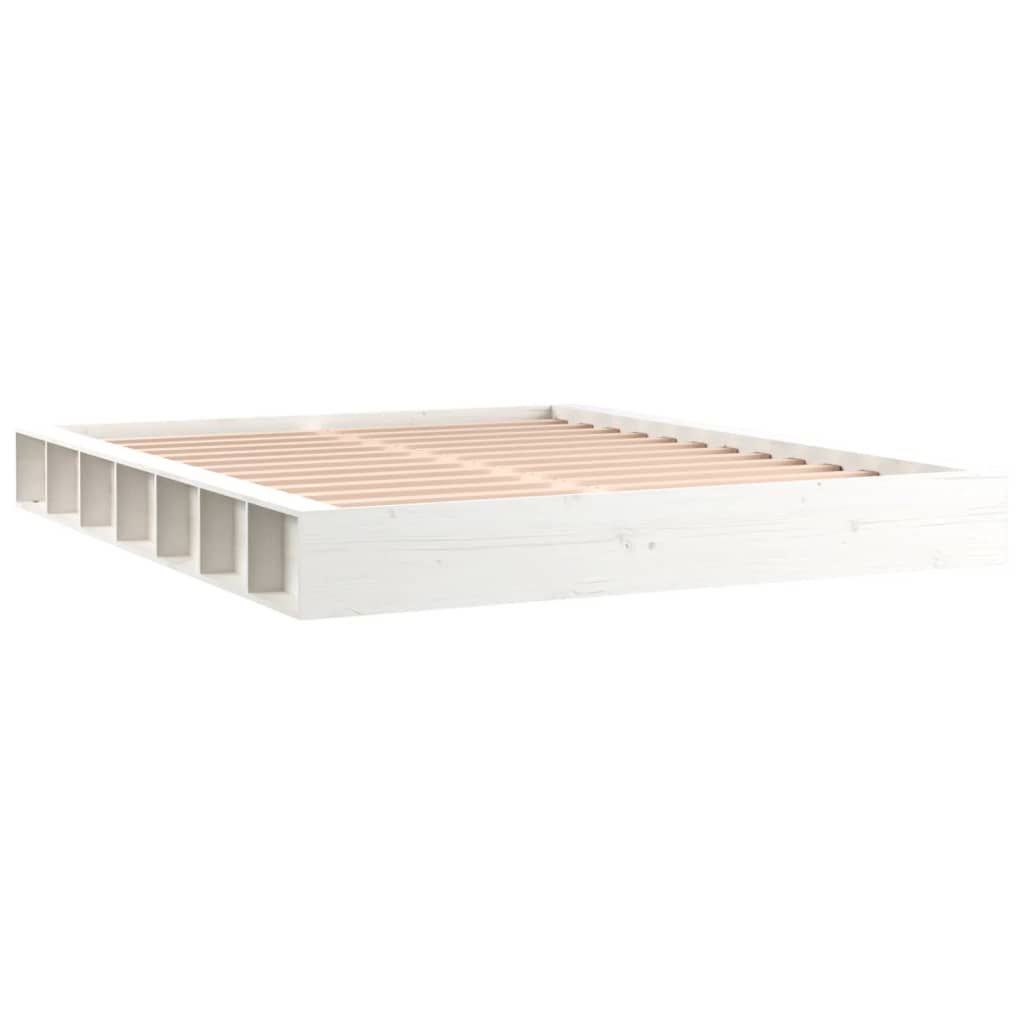 vidaXL Πλαίσιο Κρεβατιού Λευκό 140 x 200 εκ. από Μασίφ Ξύλο
