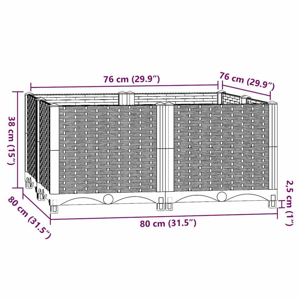 vidaXL Ζαρντινιέρα 80 x 80 x 38 εκ. από Πολυπροπυλένιο