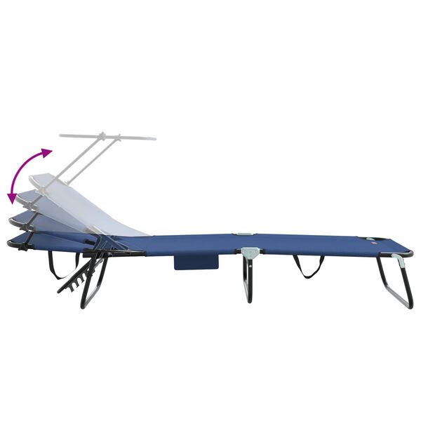 vidaXL Πτυσσόμενη ξαπλώστρα 2 pcs Μπλε 56 x 190 x 81εκ ύφασμα