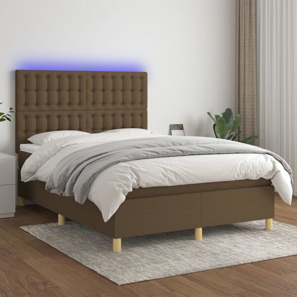 vidaXL &Kappa;&rho;&epsilon;&beta;ά&tau;&iota; Boxspring &mu;&epsilon; &Sigma;&tau;&rho;ώ&mu;&alpha; & LED &Sigma;&kappa;.&Kappa;&alpha;&phi;έ 140x190&epsilon;&kappa;. &Upsilon;&phi;&alpha;&sigma;&mu;ά&tau;&iota;&nu;&omicron;