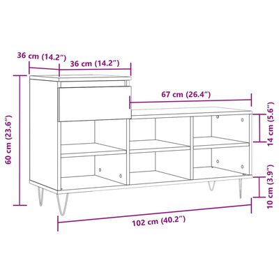 vidaXL Παπουτσοθήκη Γυαλιστερό Λευκό 102x36x60 εκ. Επεξεργασμένο Ξύλο