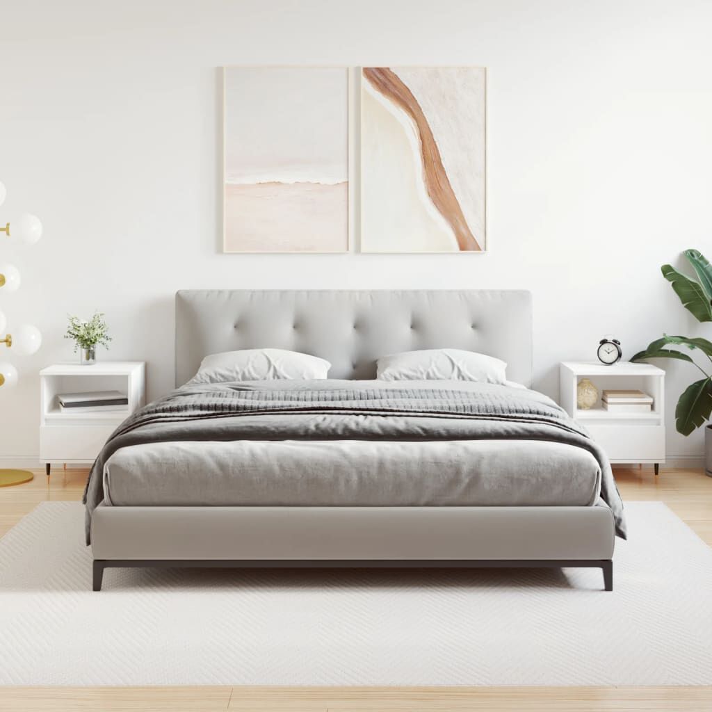 vidaXL Κομοδίνα Λευκά 2 τεμ. 40 x 35 x 50 εκ. από Επεξεργασμένο Ξύλο