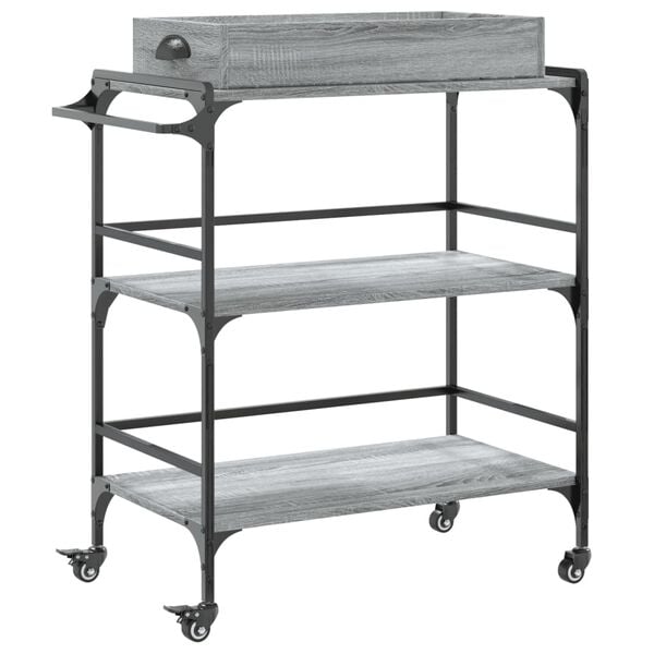 vidaXL Τρόλεϊ Κουζίνας Sonoma Γκρι 81,5x41x92,5 εκ. Επεξεργασμένο Ξύλο