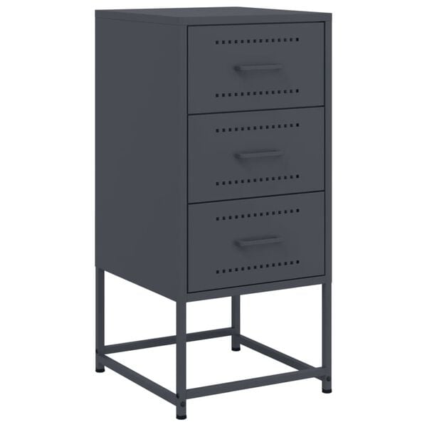 vidaXL Κομοδίνο Ανθρακί 36x39x78 εκ. από Χάλυβα