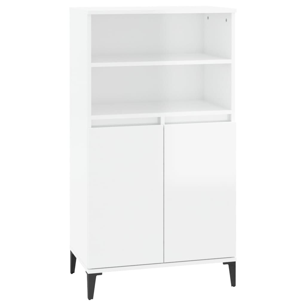 vidaXL Ντουλάπι Γυαλ. Λευκό 60 x 36 x 110 εκ. από Επεξεργασμένο Ξύλο