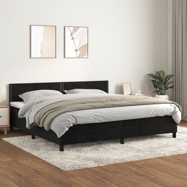 vidaXL &Kappa;&rho;&epsilon;&beta;ά&tau;&iota; Boxspring &mu;&epsilon; &Sigma;&tau;&rho;ώ&mu;&alpha; &Mu;&alpha;ύ&rho;&omicron; 200x200 &epsilon;&kappa;. &Beta;&epsilon;&lambda;&omicron;ύ&delta;&iota;&nu;&omicron;