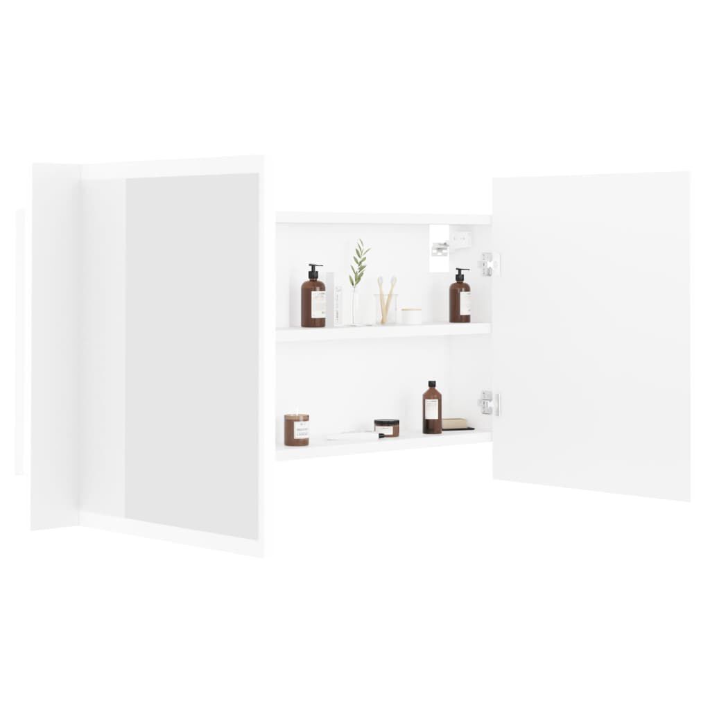 vidaXL Καθρέφτης Μπάνιου με Ντουλάπι LED Λευκός 90x12x45 εκ. Ακρυλικός
