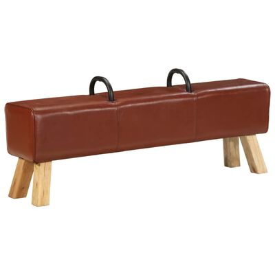 vidaXL Πάγκος Turnbock Vintage με Λαβές από Γνήσιο Δέρμα Κατσίκας