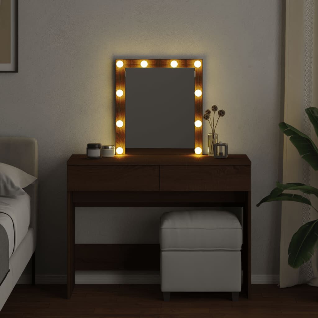 vidaXL Μπουντουάρ με LED Καφέ Δρυς 100x40x130 εκ.