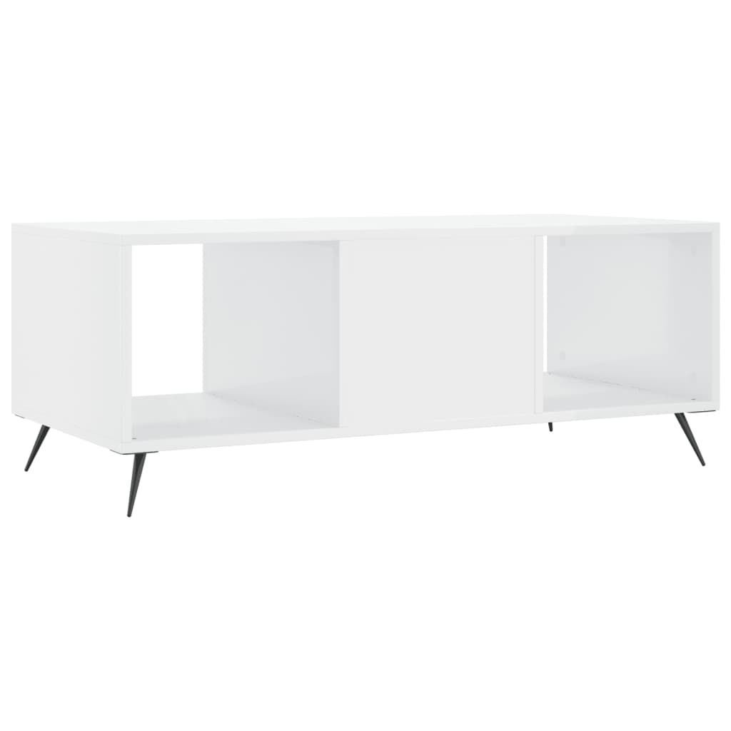 vidaXL Τραπεζάκι Σαλονιού Γυαλ. Λευκό 102x50x40 εκ. Επεξεργ. Ξύλο
