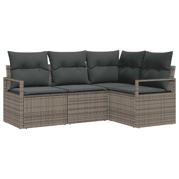 vidaXL Σετ Καναπέ Κήπου 4 pcs Γκρι Πολυέστερ και Κατασκευασμένο Ατσάλι