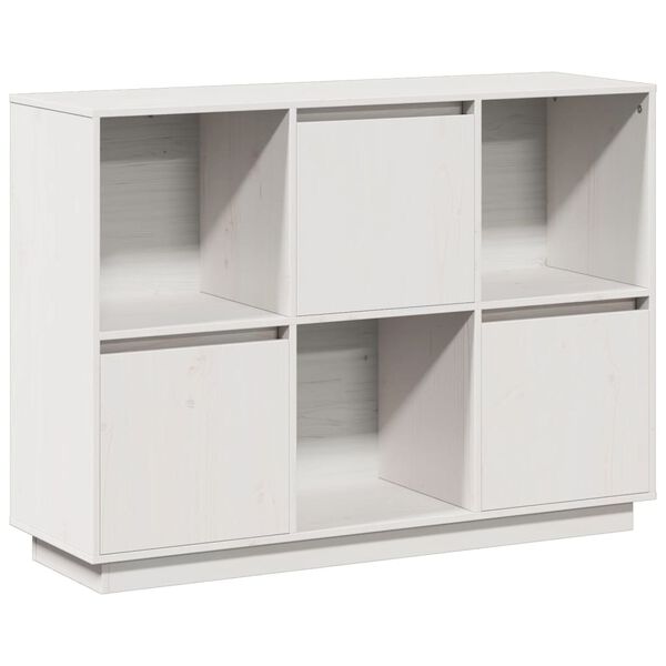 vidaXL Ντουλάπι Λευκό 110,5 x 35 x 80 εκ. από Μασίφ Ξύλο Πεύκου