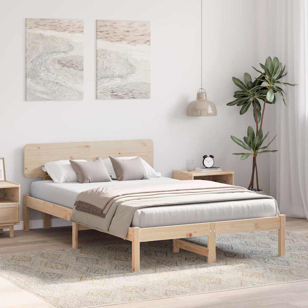 vidaXL Σκελετός Κρεβατιού Φυσικό 140 x 190 cm Μασίφ ξύλο πεύκου