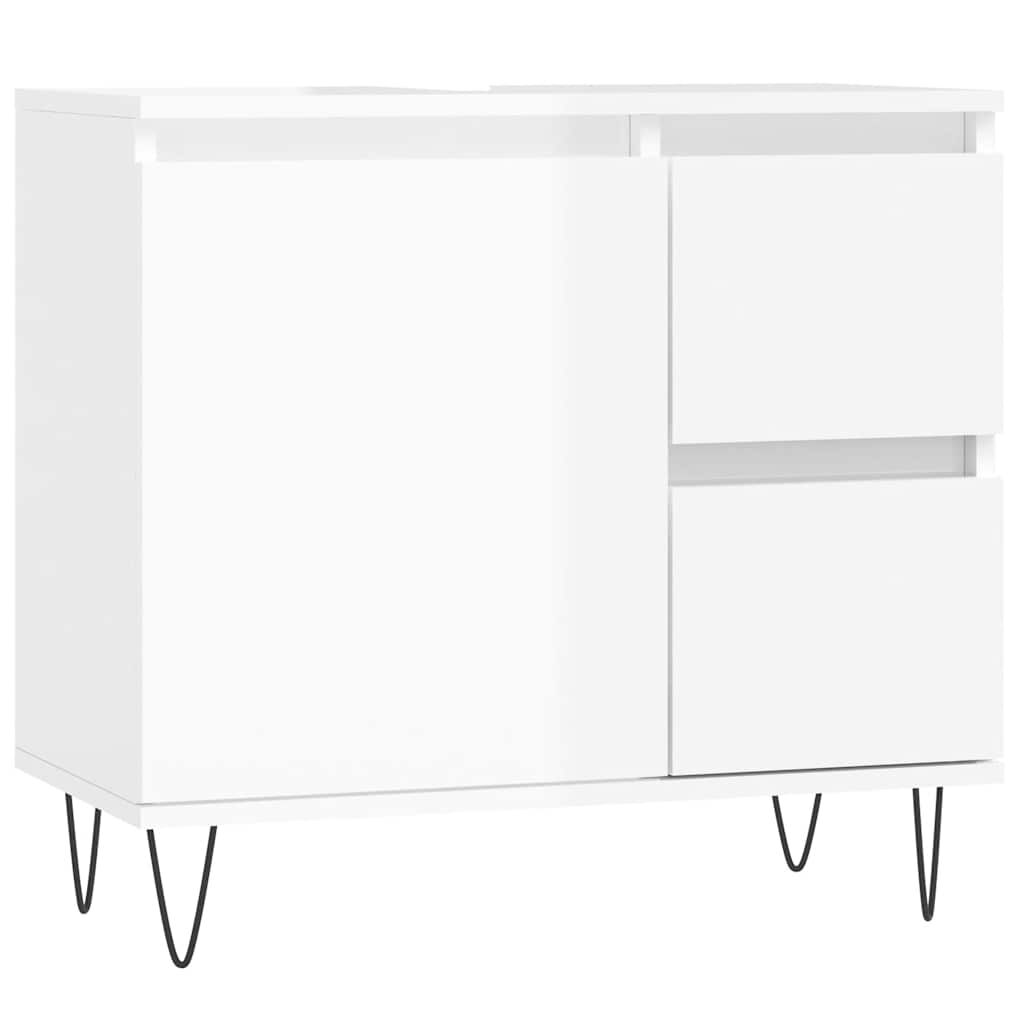vidaXL Ντουλάπι Μπάνιου Γυαλιστερό Λευκό 65x33x60 εκ. Επεξεργ. Ξύλο