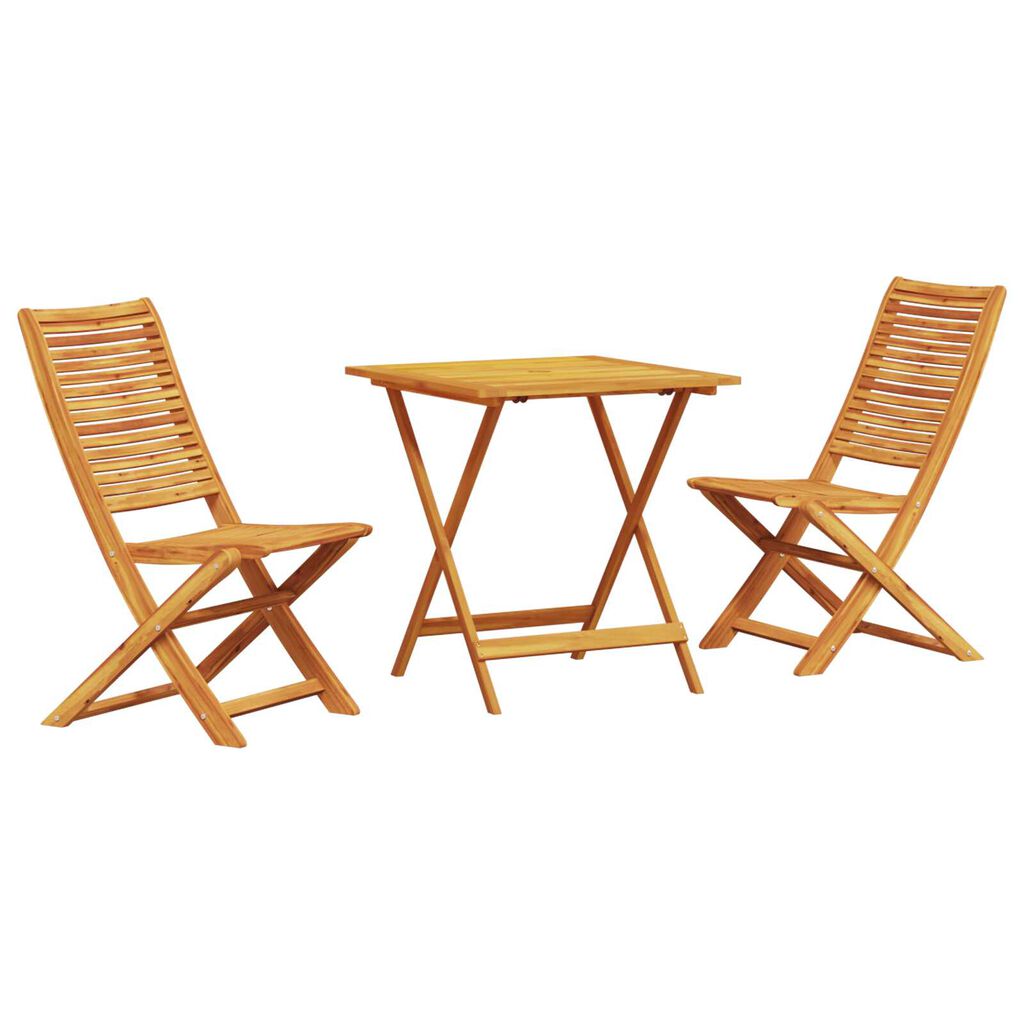 vidaXL Φορητό Σετ Μπιζερί Πτυσσόμενος 3 pcs Καφέ Μασίφ ξύλο ακακίας