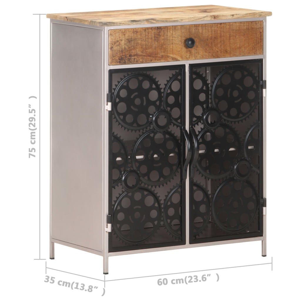 vidaXL Ντουλάπι 60 x 35 x 75 εκ. από Ακατέργαστο Ξύλο Μάνγκο & Σίδερο
