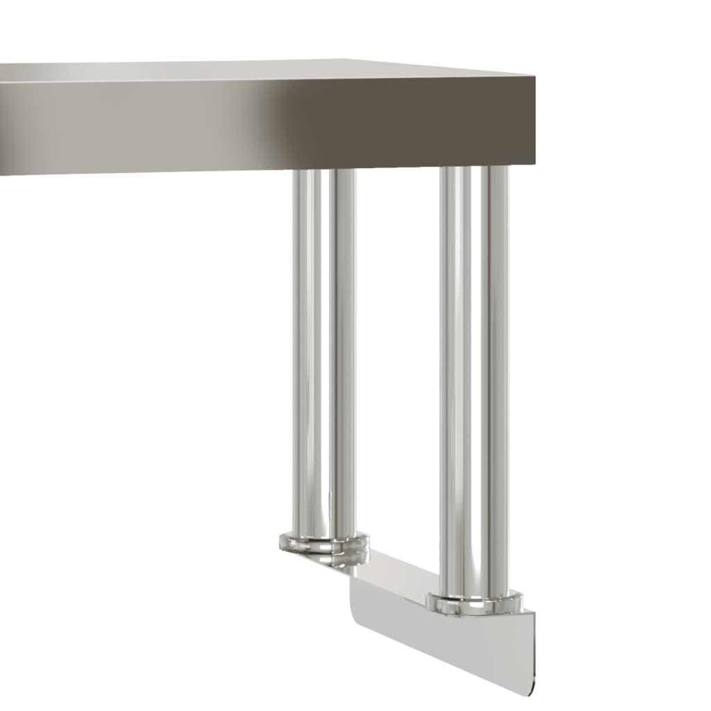 vidaXL Πάγκος Εργασίας Κουζίνας με Ράφι 110x55x120 εκ. Ανοξείδ. Ατσάλι