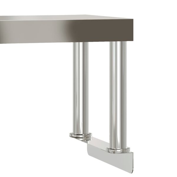vidaXL Πάγκος Εργασίας Κουζίνας με Ράφι 110x55x120 εκ. Ανοξείδ. Ατσάλι