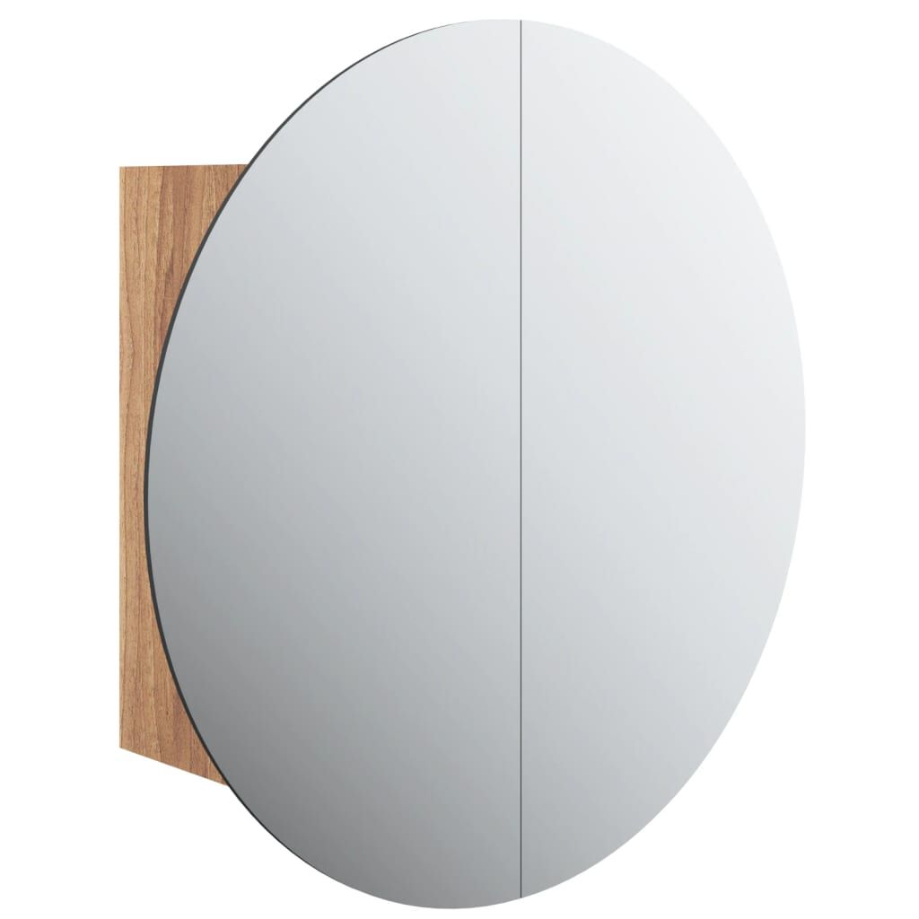 vidaXL Ντουλάπι Μπάνιου με Στρογγυλό Καθρέφτη&LED Δρυς 47x47x17,5 εκ.
