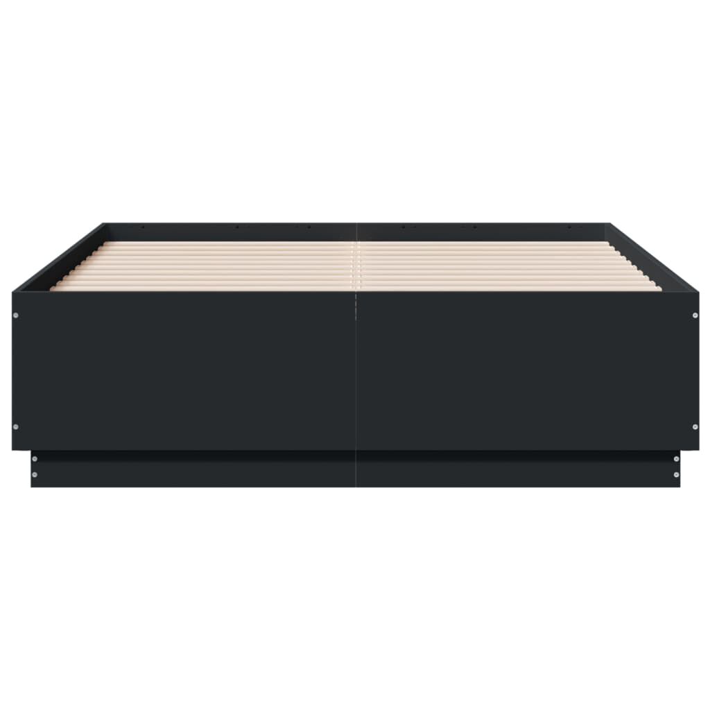 vidaXL Πλαίσιο Κρεβατιού με LED Μαύρο 120x190 εκ Επεξεργ. Ξύλο