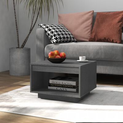 vidaXL Τραπεζάκι Σαλονιού Γκρι 50x50x33,5 εκ. από Μασίφ Ξύλο Πεύκου