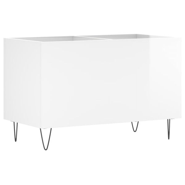 vidaXL Δισκοθήκη Γυαλιστερή Λευκή 74,5x38x48 εκ. Επεξεργασμένο Ξύλο