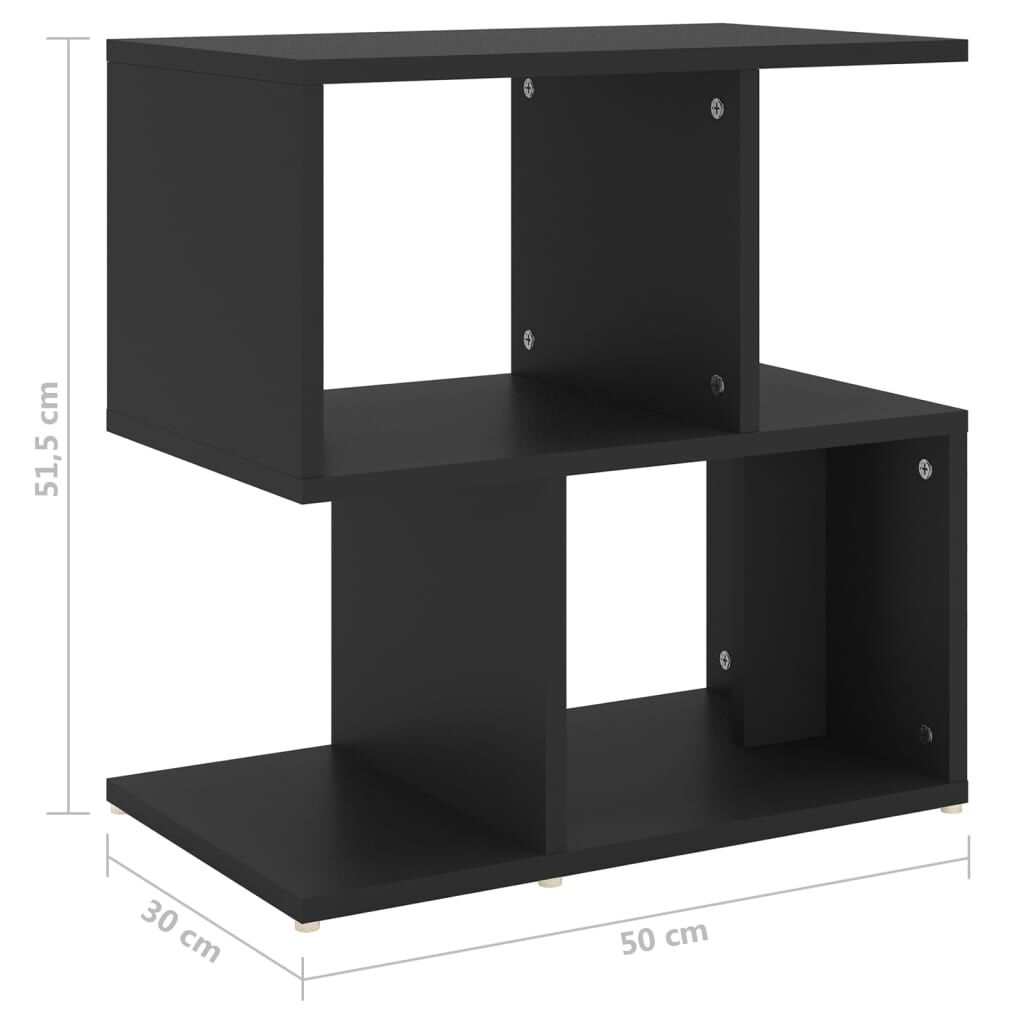 vidaXL Κομοδίνο Μαύρο 50 x 30 x 51,5 εκ. από Επεξ. Ξύλο