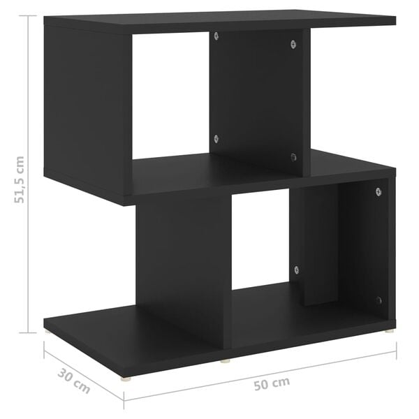 vidaXL Κομοδίνο Μαύρο 50 x 30 x 51,5 εκ. από Επεξ. Ξύλο
