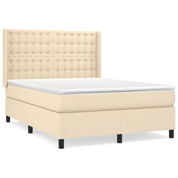 vidaXL &Kappa;&rho;&epsilon;&beta;ά&tau;&iota; Boxspring &mu;&epsilon; &Sigma;&tau;&rho;ώ&mu;&alpha; &Kappa;&rho;&epsilon;&mu; 140x190 &epsilon;&kappa;. &Upsilon;&phi;&alpha;&sigma;&mu;ά&tau;&iota;&nu;&omicron;