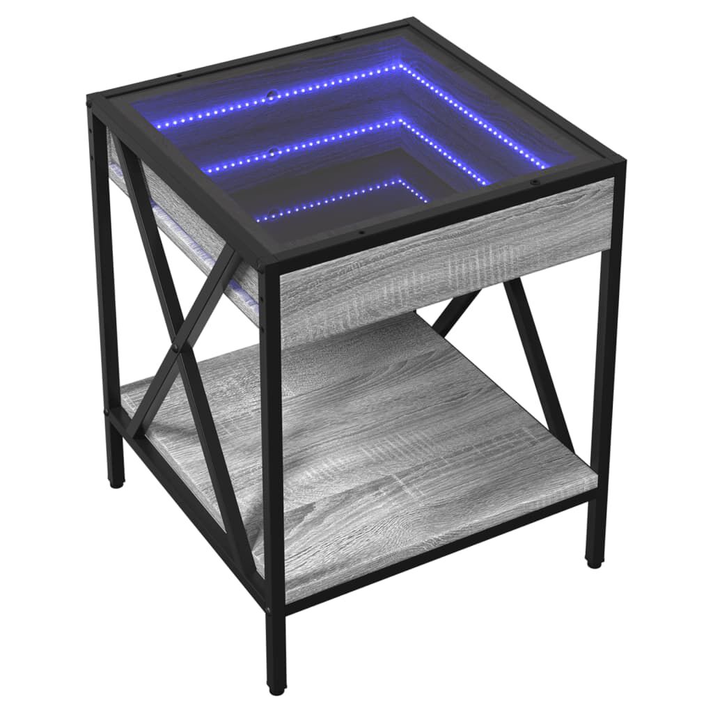 vidaXL Κομοδίνο Άπειρο Φως LED Γκρι Sonoma 40x40x49 εκ.