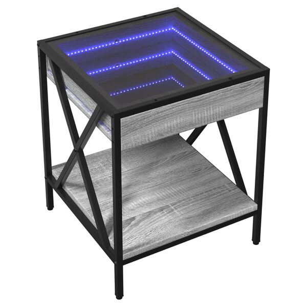 vidaXL Κομοδίνο Άπειρο Φως LED Γκρι Sonoma 40x40x49 εκ.