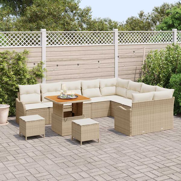 vidaXL Σετ Καναπέ Κήπου 12 pcs Μπεζ συνθετικό ρατάν