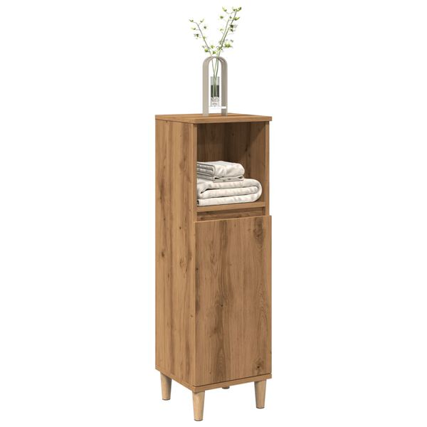 vidaXL Ντουλάπι μπάνιου Δρυς τεχνίτης 30x30x100 cm Κατασκευασμένο ξύλο