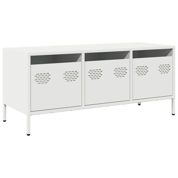 vidaXL Έπιπλο Τηλεόρασης Λευκό 101,5x39x43,5 εκ. Ατσάλι Ψυχρής Έλασης