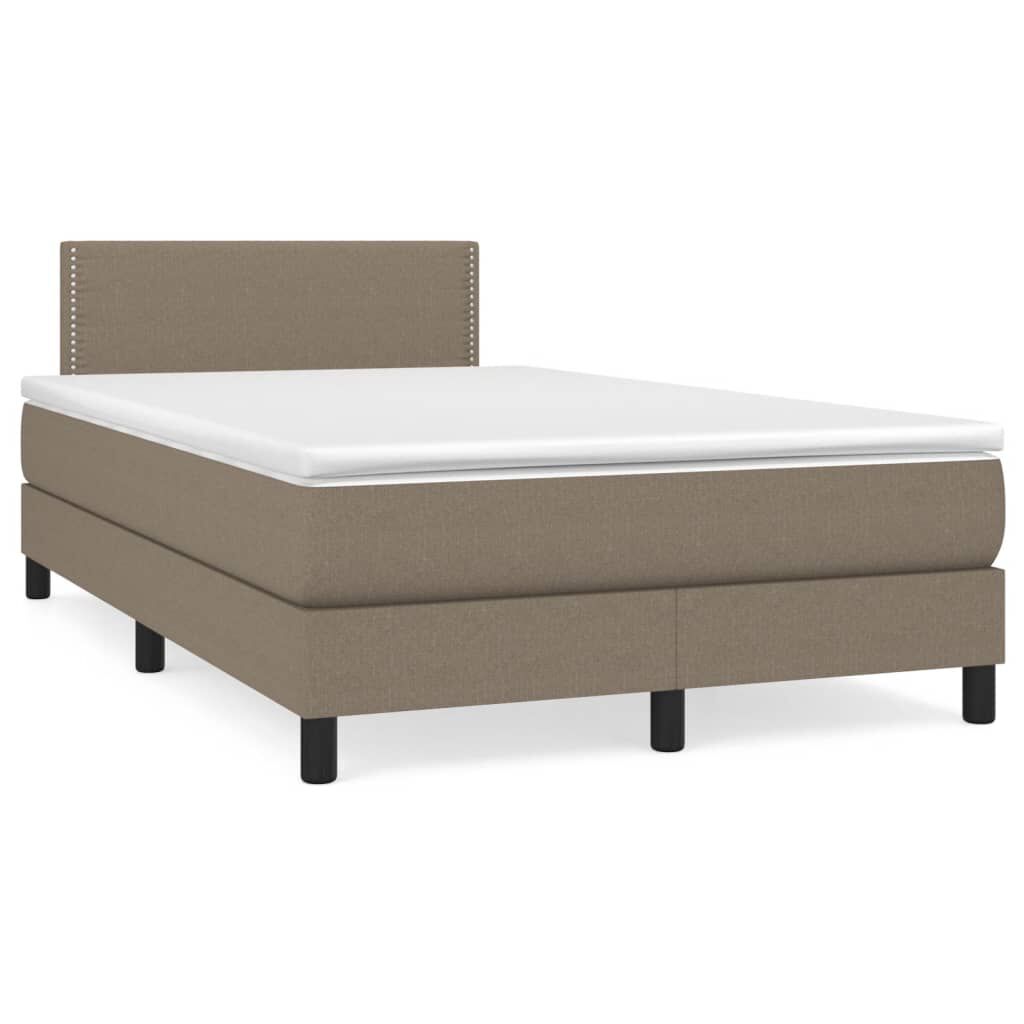 vidaXL Κρεβάτι Boxspring με Στρώμα Taupe 120x190 εκ. Υφασμάτινο