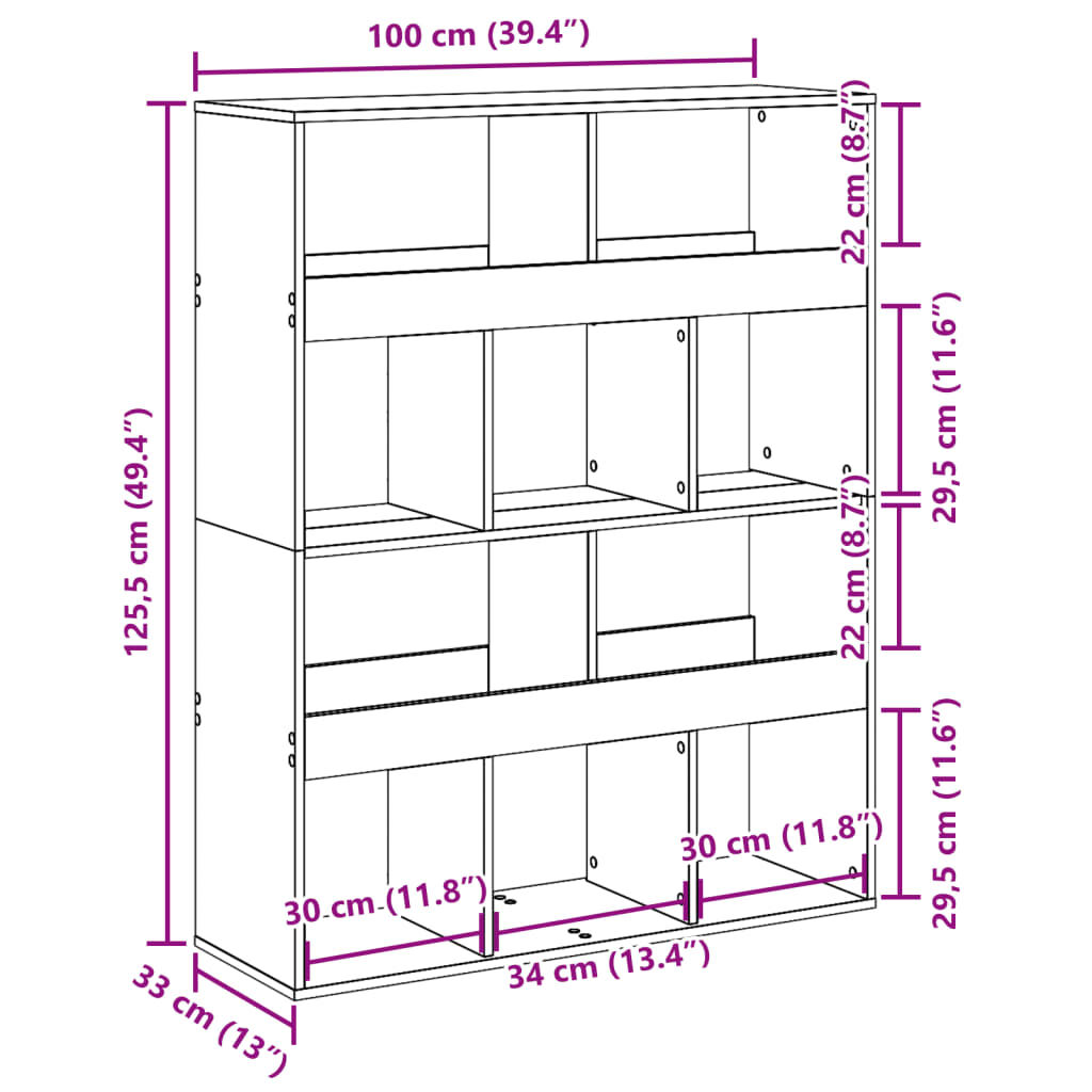 vidaXL Βιβλιοθήκη Λευκή 100x33x125,5 εκ. από Επεξεργασμένο Ξύλο